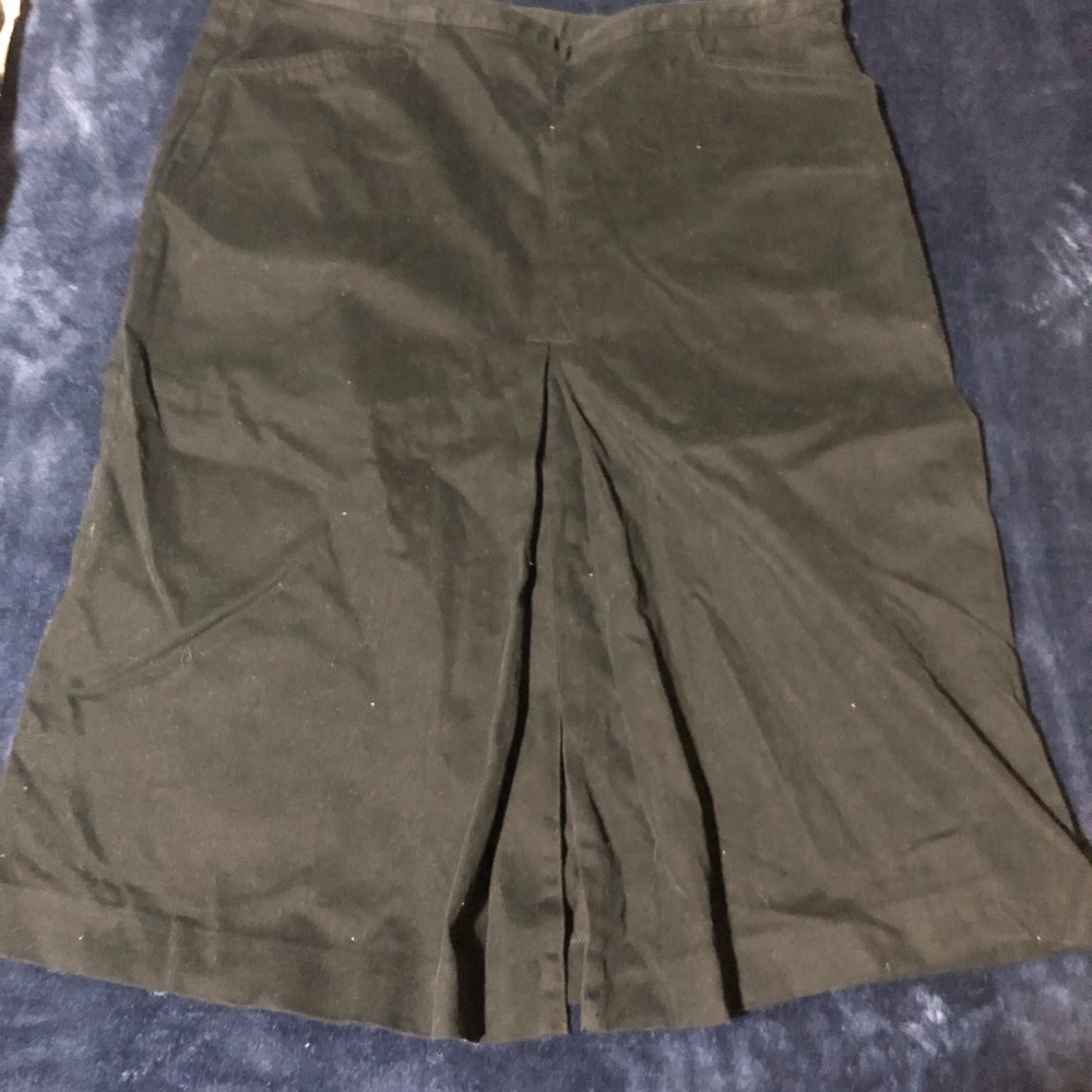Talbots Black Inverted Pleat A-Line Skirt Cotton Stretch
